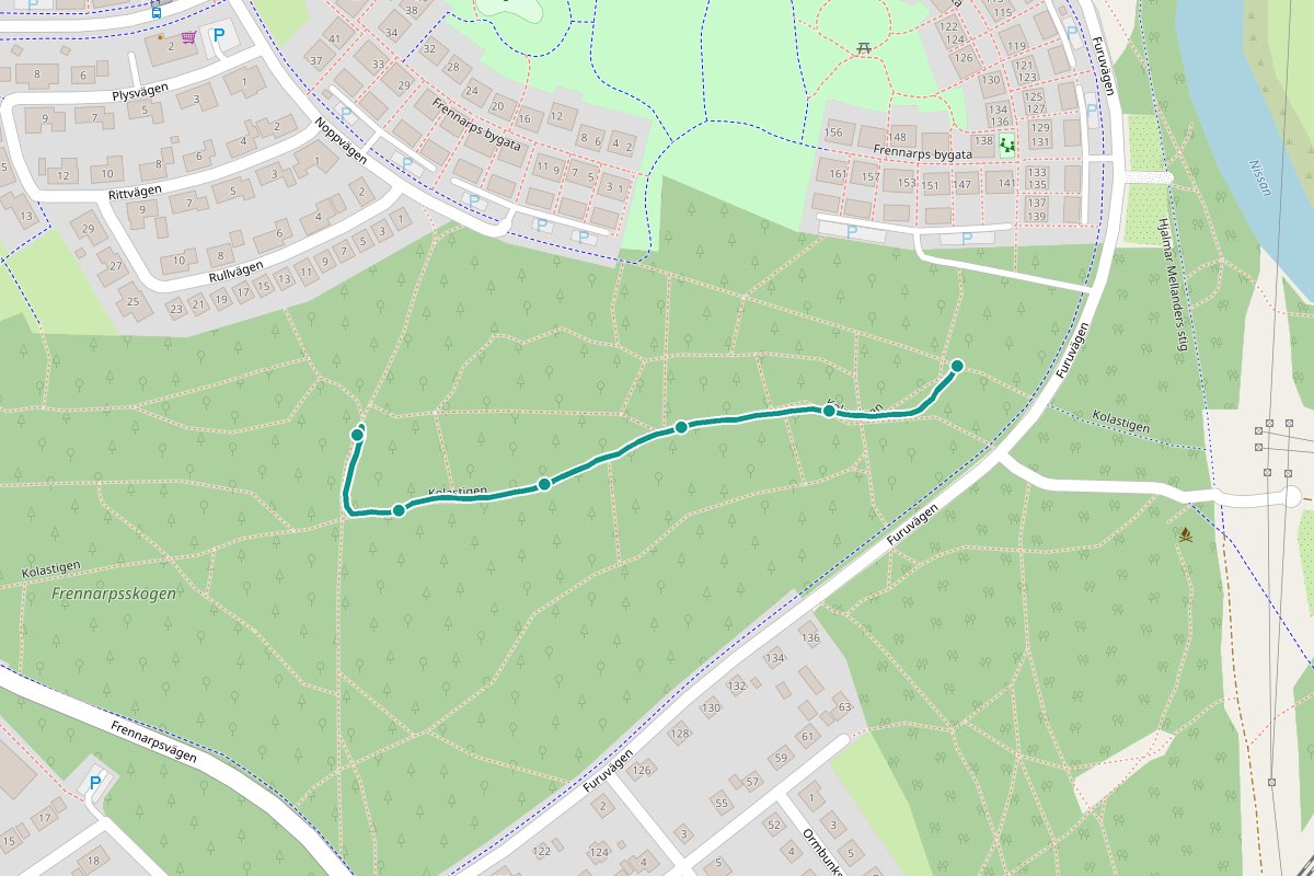 Karta över Frenarpskogen