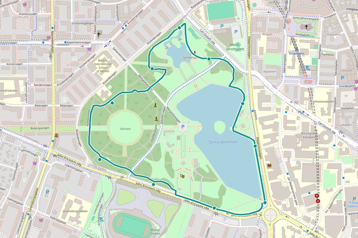 Karta över Pildammsparken Gul