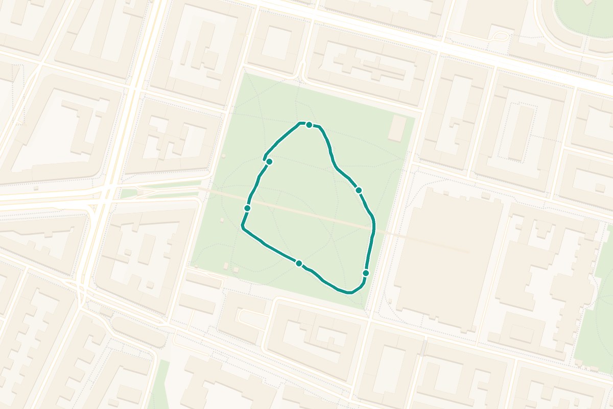 Karta över tipspromenad-rutten Kronobergsparken – 608 m loop med 6 frågestopp