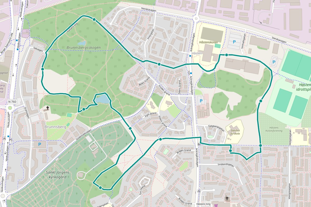 Karta över Hälsans Stig Varberg